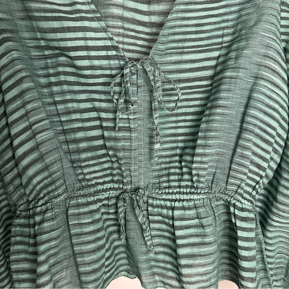 ULLA JOHNSON Ophelia gathered striped cotton-voile peplum blouse SZ US 4 - Picture 3 of 9